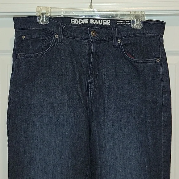 Eddie Bauer Women's Dark Blue Flannel Lined Jeans - Picture 2 of 7